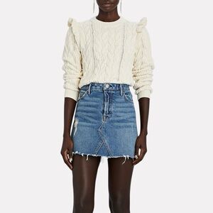 GRLFRND Eva Denim High Rise Mini Skirt Button Fly Walk This Way wash